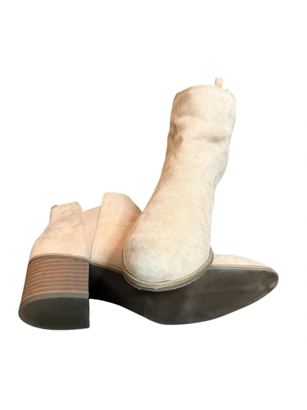 Dr. Scholl’s Tan Suede Ankle Booties Size 10M Block Heel Comfort Chelsea Boots - Picture 6 of 10